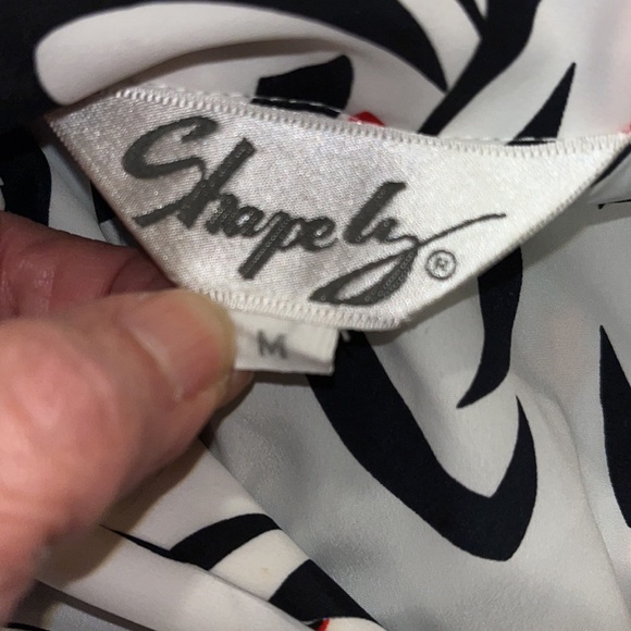 Vintage 80s SHAPELY Print Blouse/Top~Banded Bottom - Picture 7 of 7